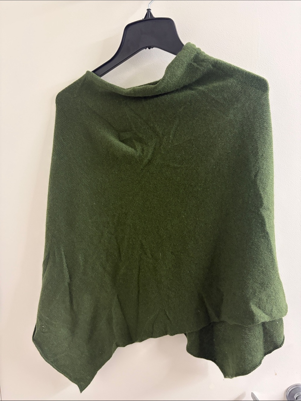 Olive Green Womens Lightweight Knit Poncho Sweater